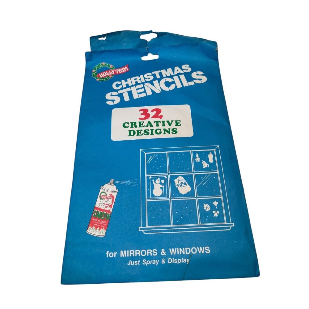 Vintage Holly Trim Christmas Stencils For Spray Snow complete